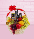 CESTO DE FRUTAS + FRUTOS SECOS + VINO MALBEC