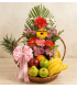 CESTO DE FRUTAS CON ARREGLO FLORAL